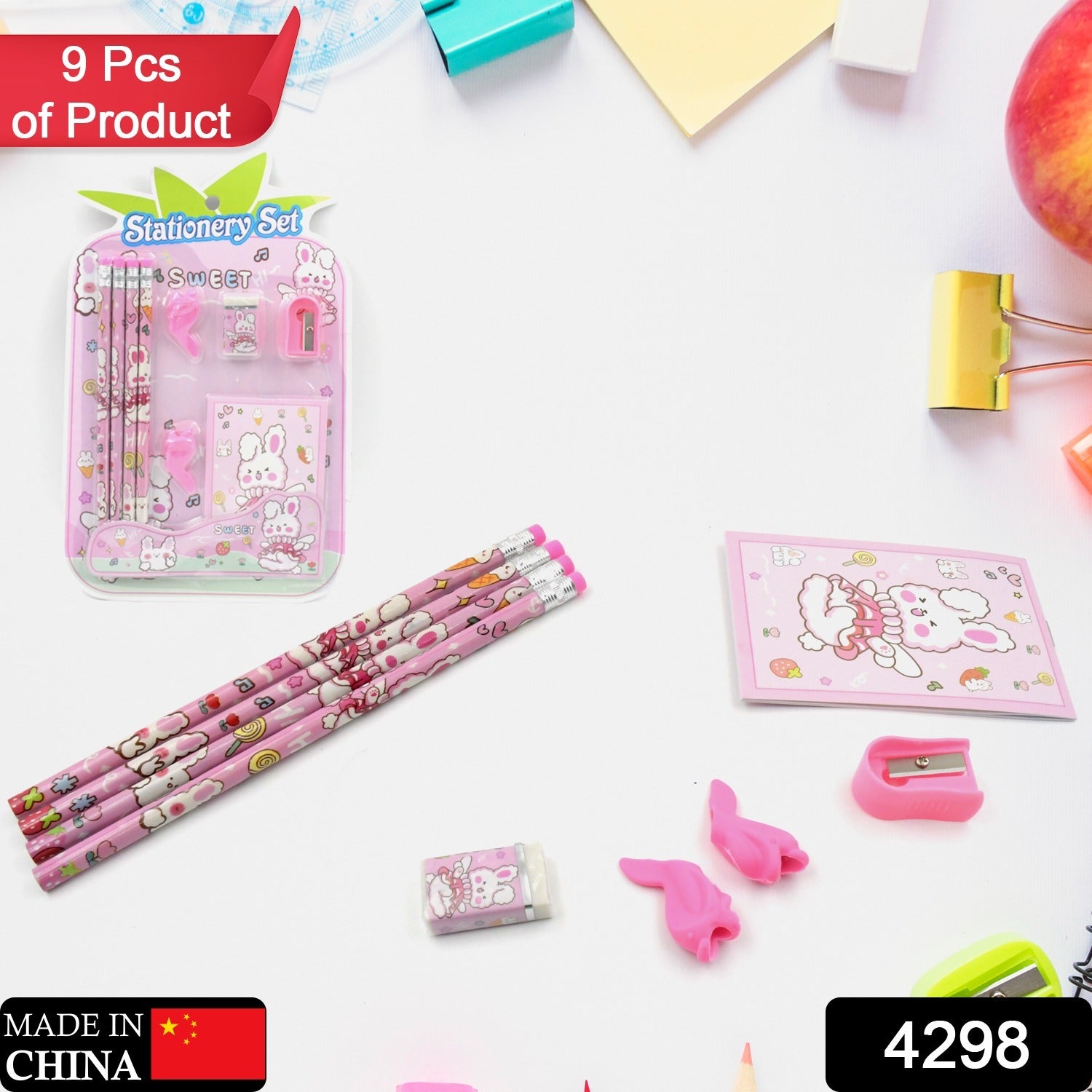 4298 Stationery Kit for Kids - Stationery Set, Includes Wooden Pencil, Sharpener, Pencil and Eraser Set, Small Diary School Supply Set, Birthday Return Gift for Kids, Boys, Girls (9 pc Set) 4298 Stationery Kit for Kids - Stationery Set, Includes Wooden Pencil, Sharpener, Pencil and Eraser Set, Small Diary School Supply Set, Birthday Return Gift for Kids, Boys, Girls (9 pc Set)